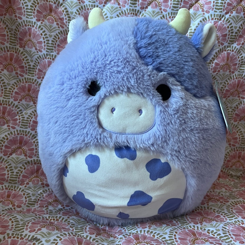 Bubba Fuzzamallow Squishmallow - 12” Purple Cow Squishmallow Fuzzy Plush
